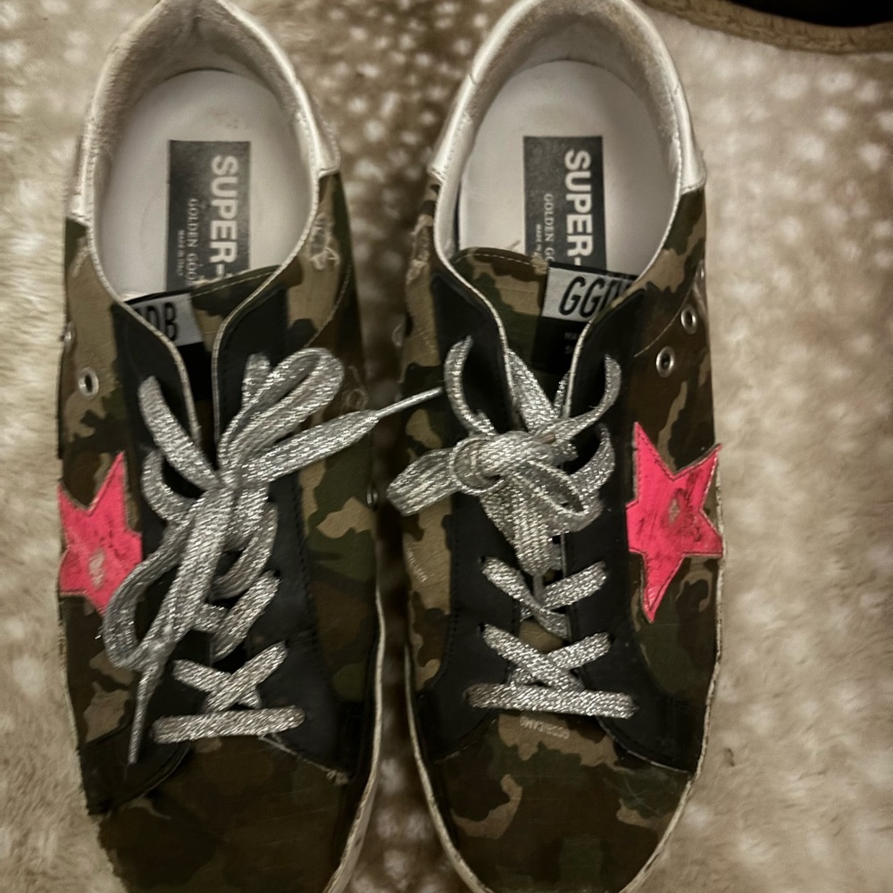 SUPERSTAR SNEAKER IN CAMO RIPSTOP LEATHER WITH PINK STAR - Picture 4 of 6
